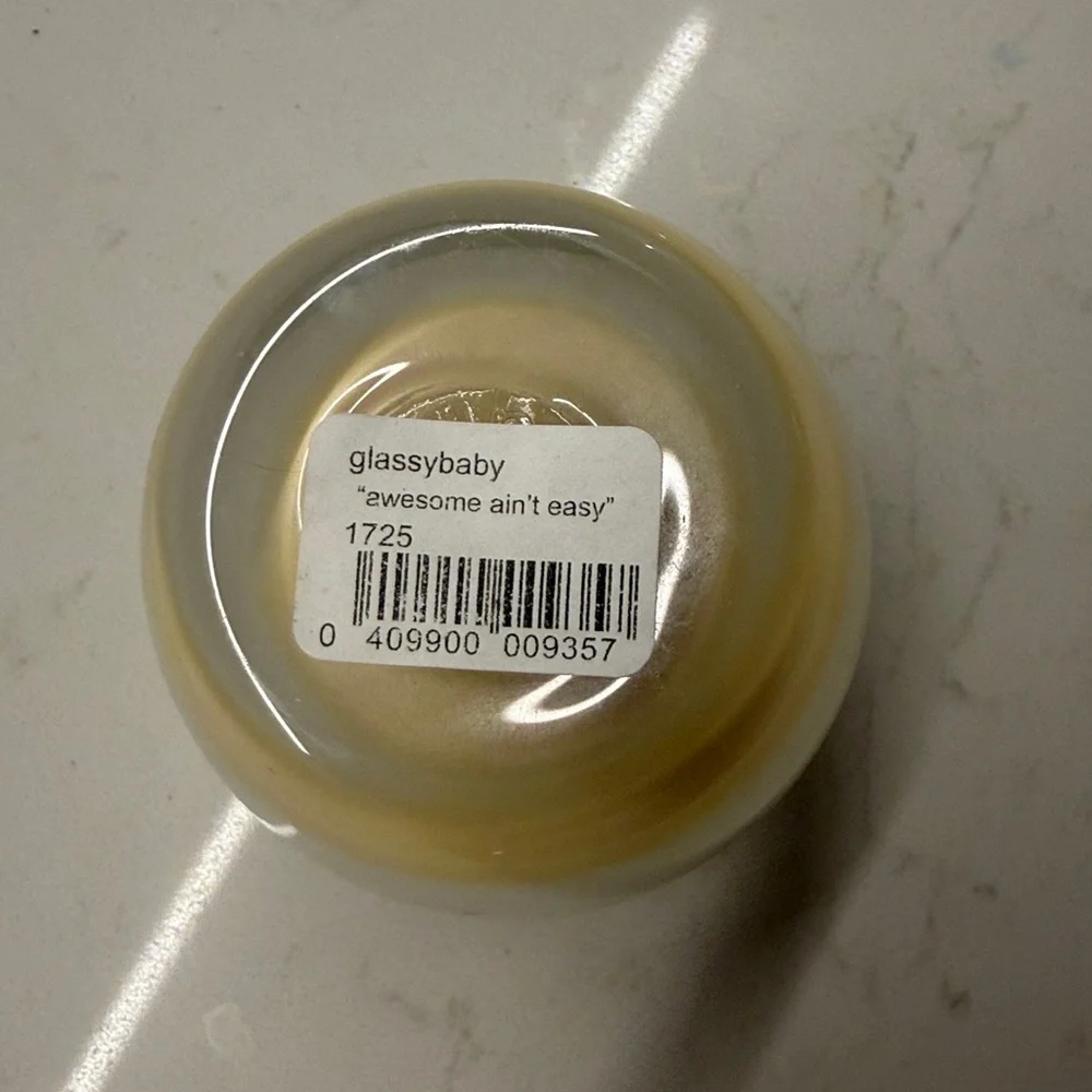 Glassybaby “Awesome Ain’t Easy” Yellow and White Glass Candle Votive - Picture 4 of 4